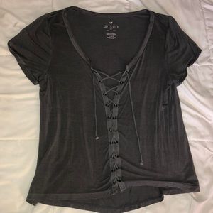 american eagle tie up shirt